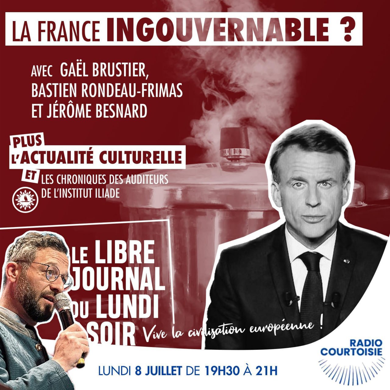 Libre Journal du lundi soir 2/2 du 8 juillet 2024 : « La chronique du grand large de Patrick Simon ; La France ingouvernable ? ; Actualité culturelle ; Les chroniques des auditeurs de l&rsquo;institut Iliade”